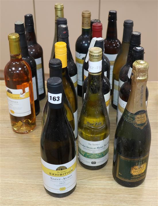 Nineteen assorted bottles from the wine society including sherries, red wine, white wine including Sauterines